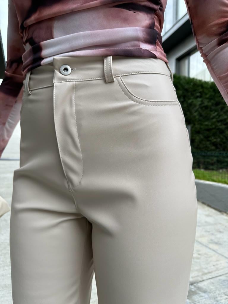 Orj Etiketli Krem Deri Babe Pantolon 17074509