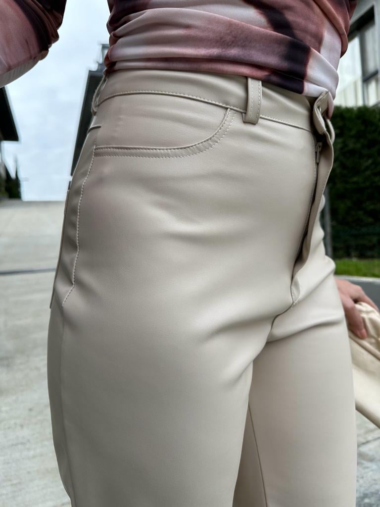 Orj Etiketli Krem Deri Babe Pantolon 17074509