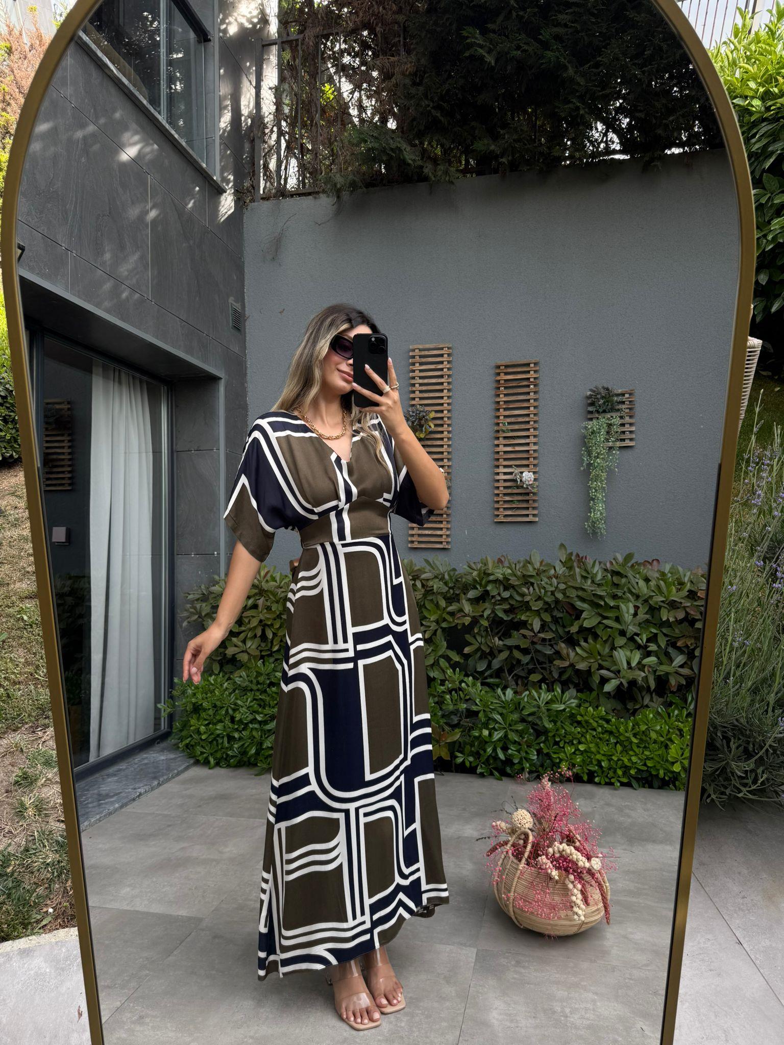 Orjinal Marka Belden Oturtmalı Rozel Elbiseyelb3019inblu