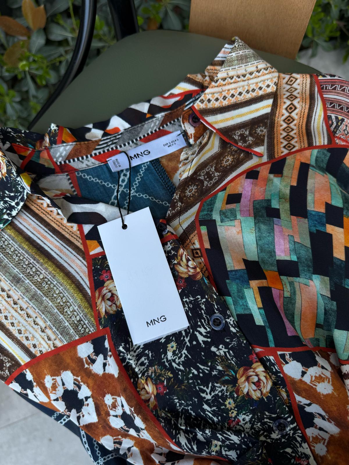 Orjinal Marka Patchwork Desen Elbiseyelb3018inblu