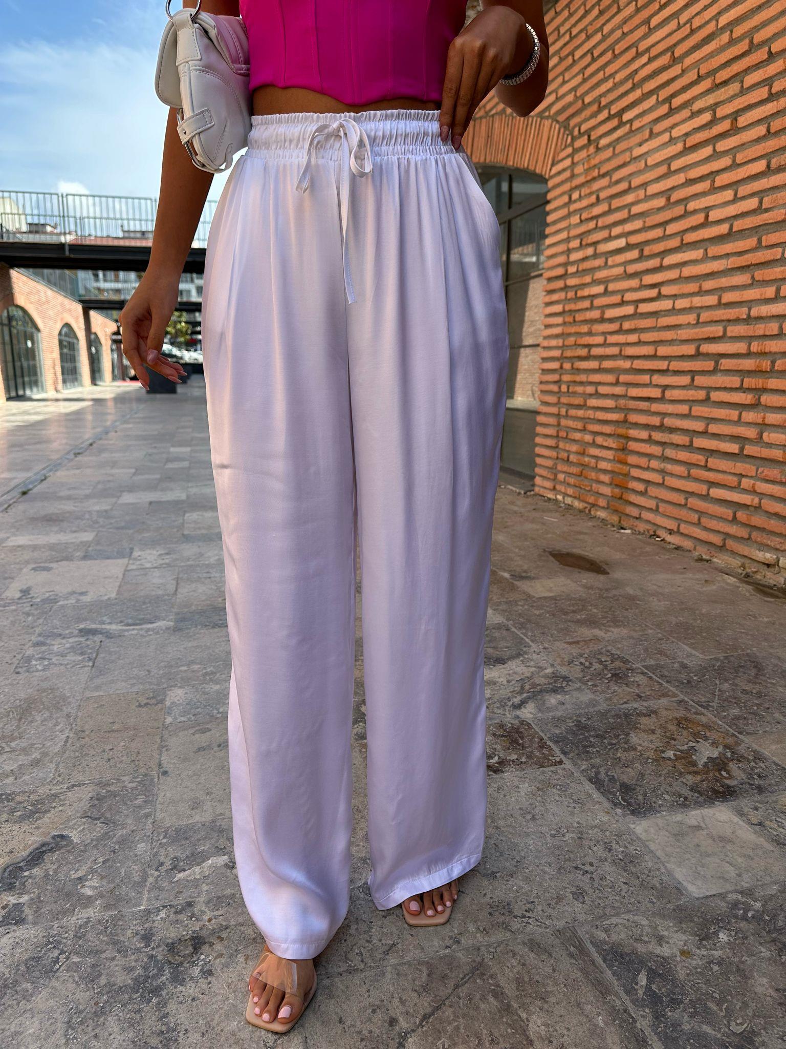 Orjinal Marka Saten Beyaz Pantolon 07062176