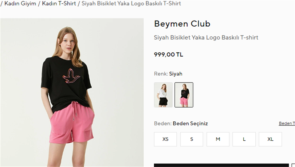 Orjinal Marka Siyah Bisiklet Yaka Logo Baskılı T-shirt 230279
