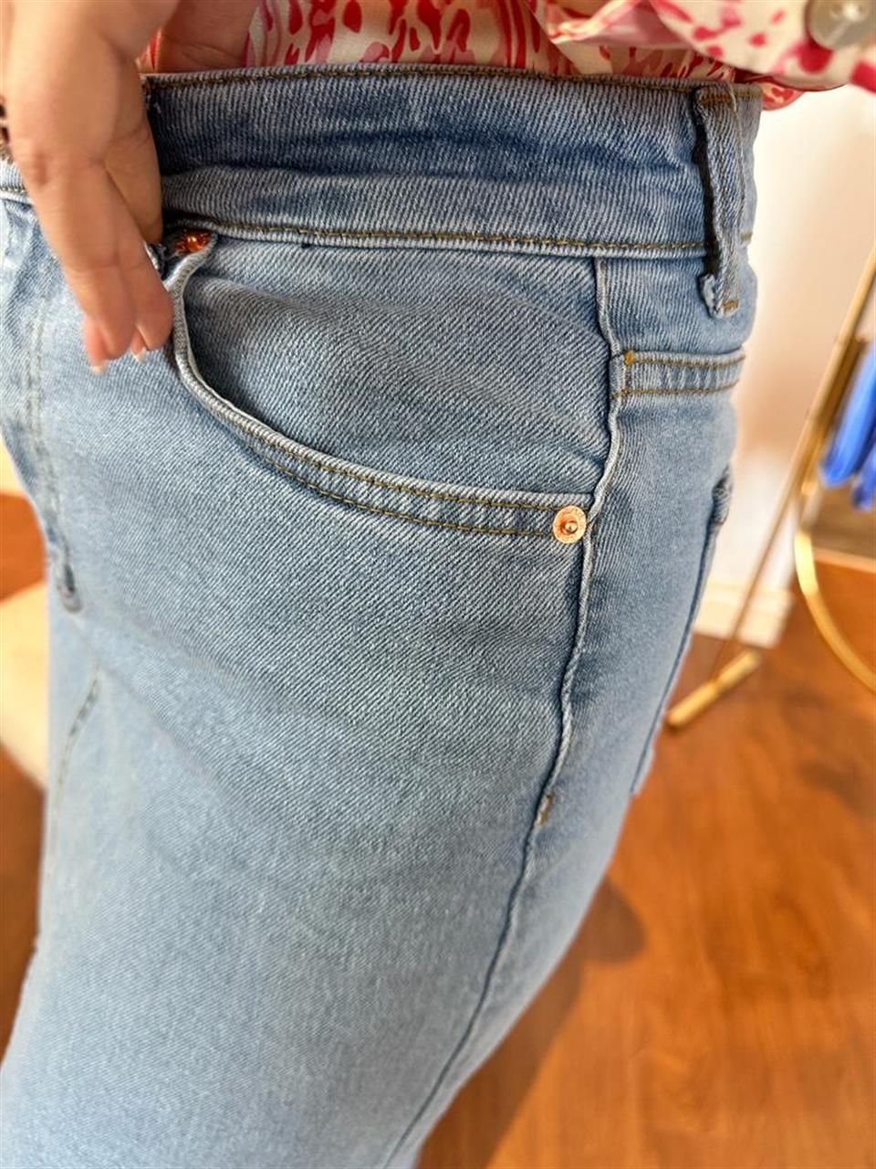 Orjinal Marka Yırtmaçlı Blue Jean Etek 2904162