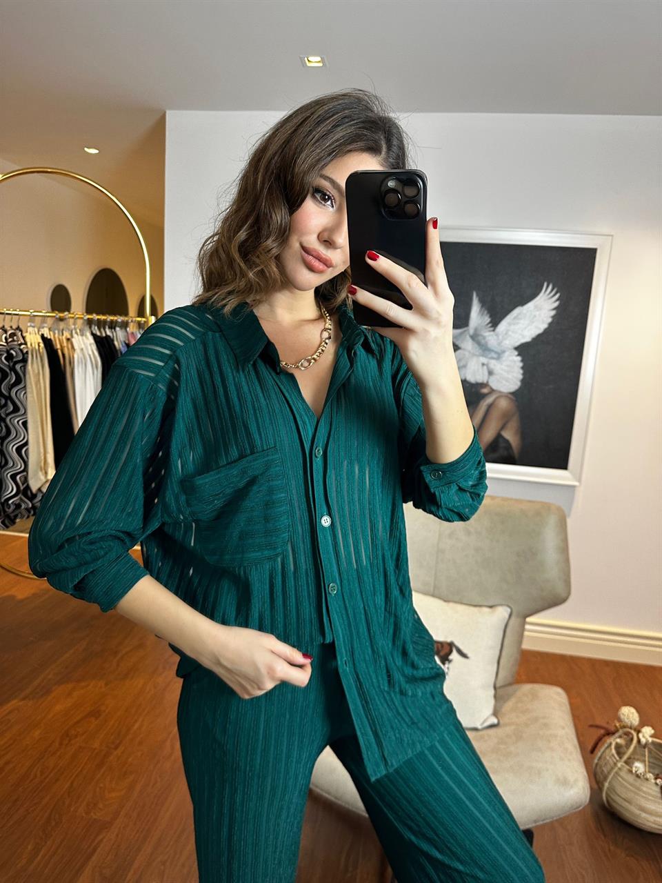 Oversize Yeşil Gömlekli Takım 230271