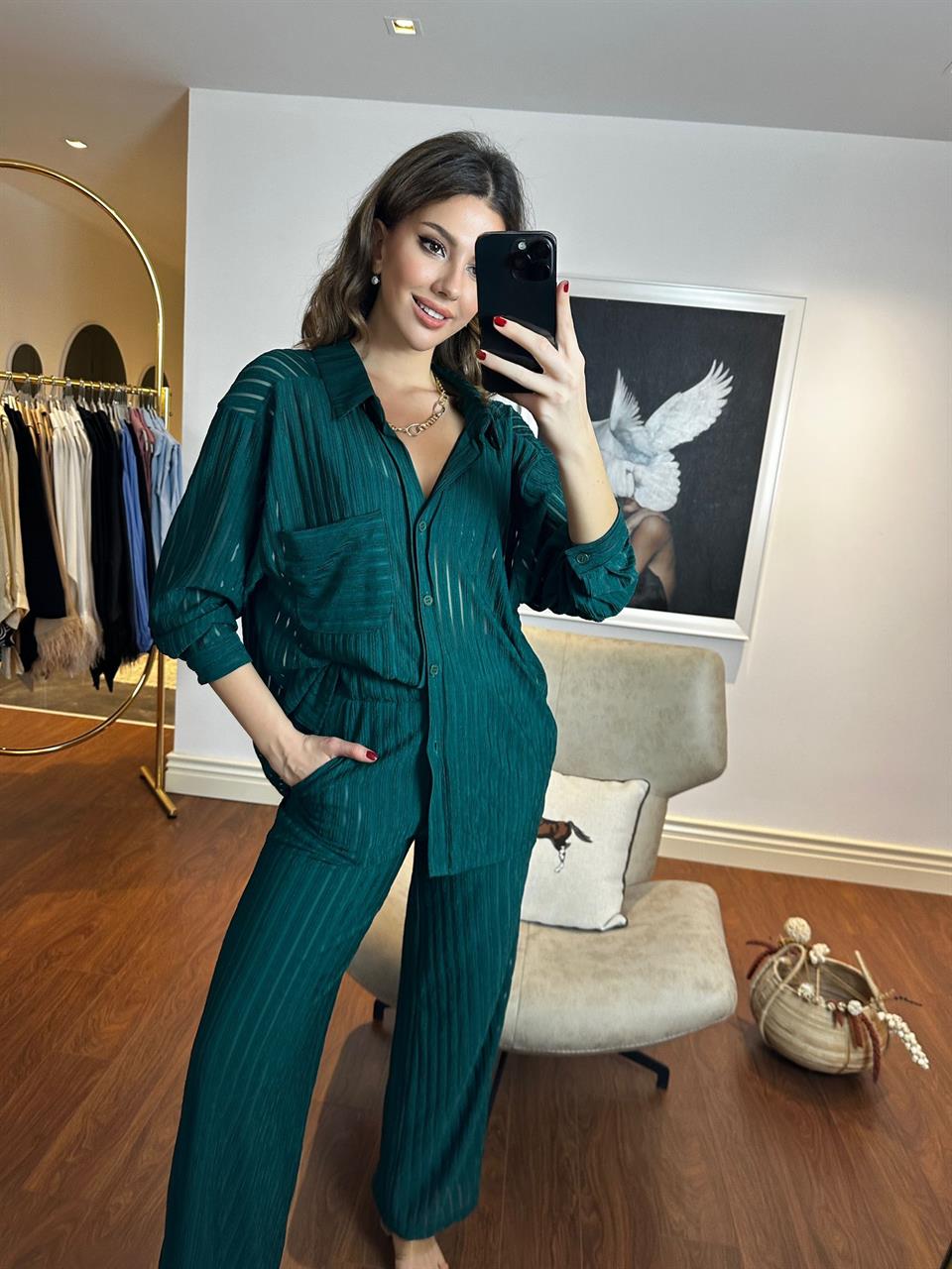 Oversize Yeşil Gömlekli Takım 230271