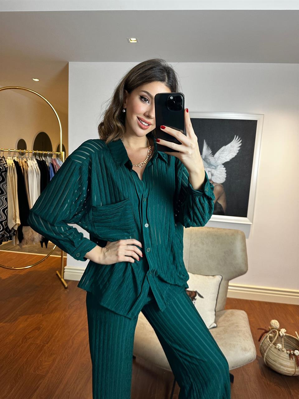 Oversize Yeşil Gömlekli Takım 230271