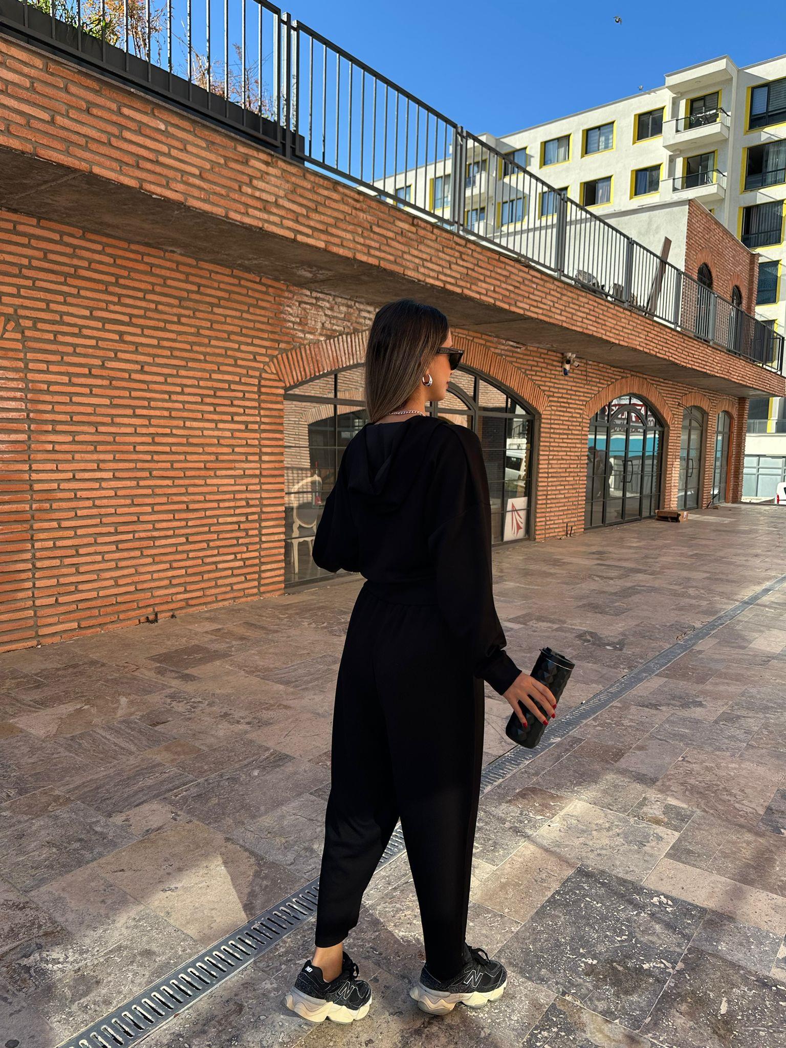 Oys* Kapüşonlu İkili Spor Takım Siyah stkm1070msy