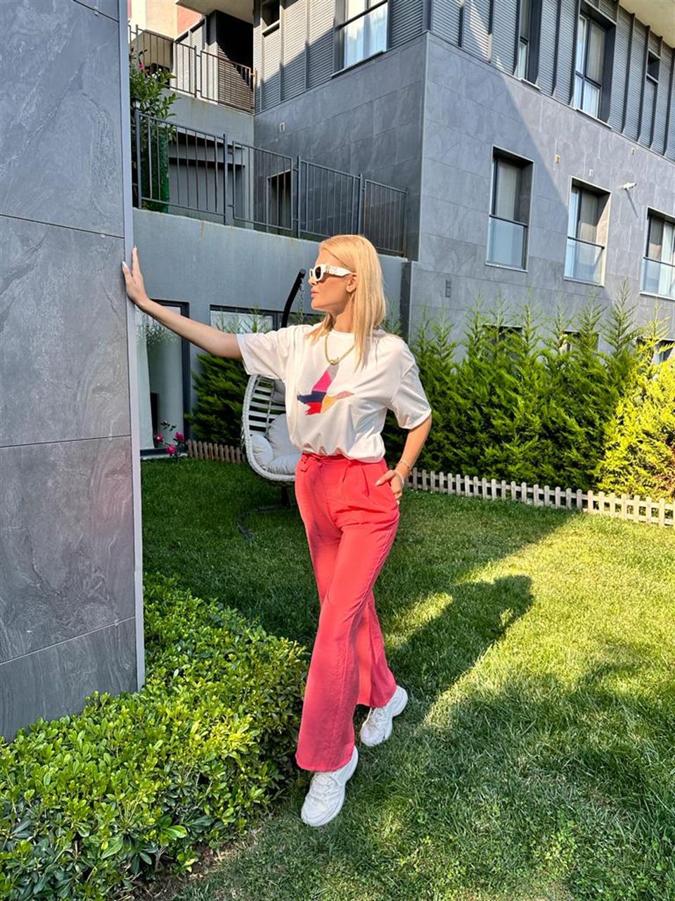 Palazio Kapak Cepli Keten Pantolon Pembe 1106271