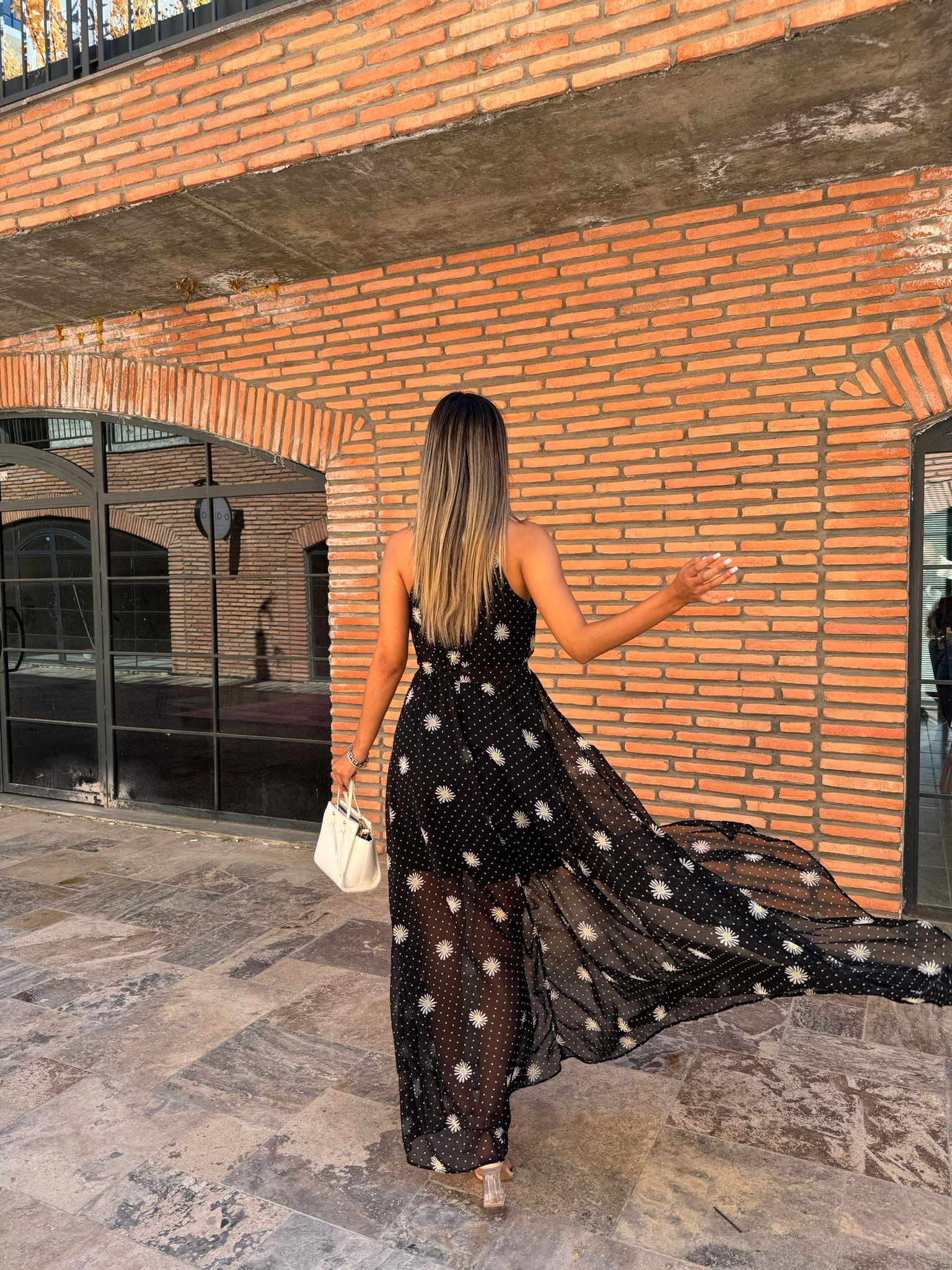 Papatia Yırtmaçlı Şifon Elbise 070621176