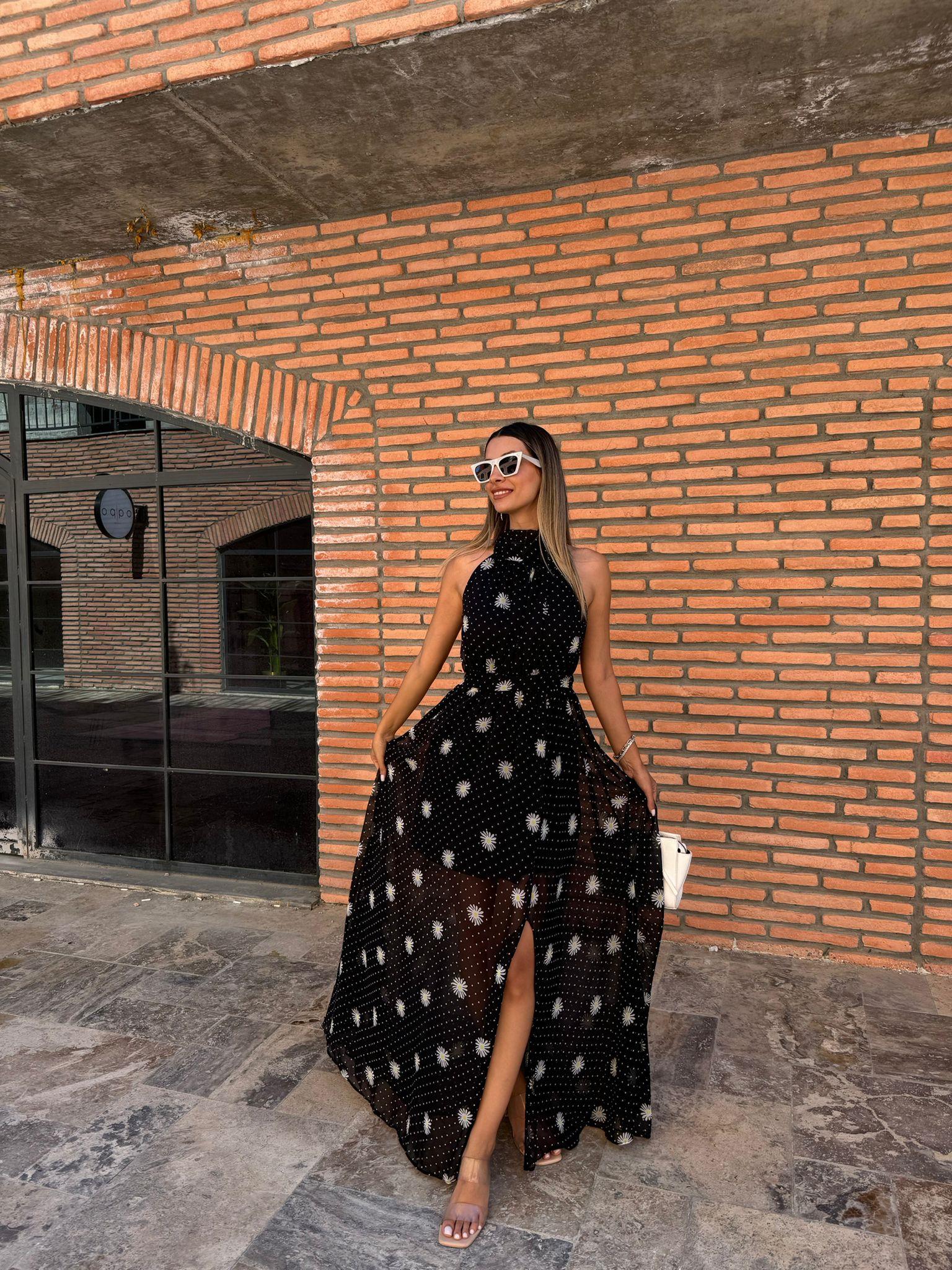 Papatia Yırtmaçlı Şifon Elbise 070621176