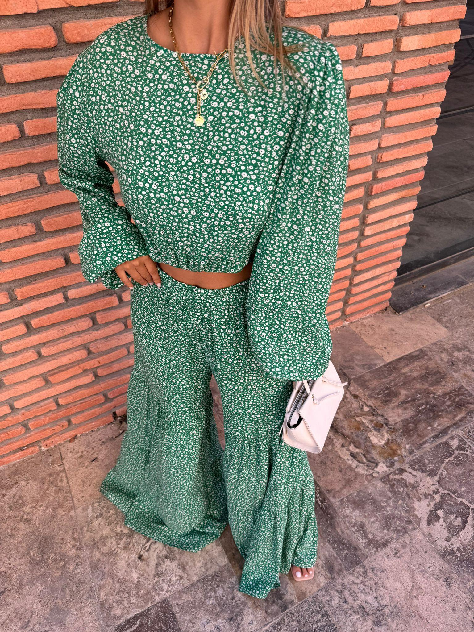Papatya Desenli Yeşil Takım 230393