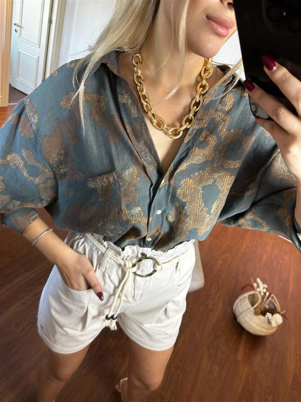 Pas desen oversize gömlek 1604142