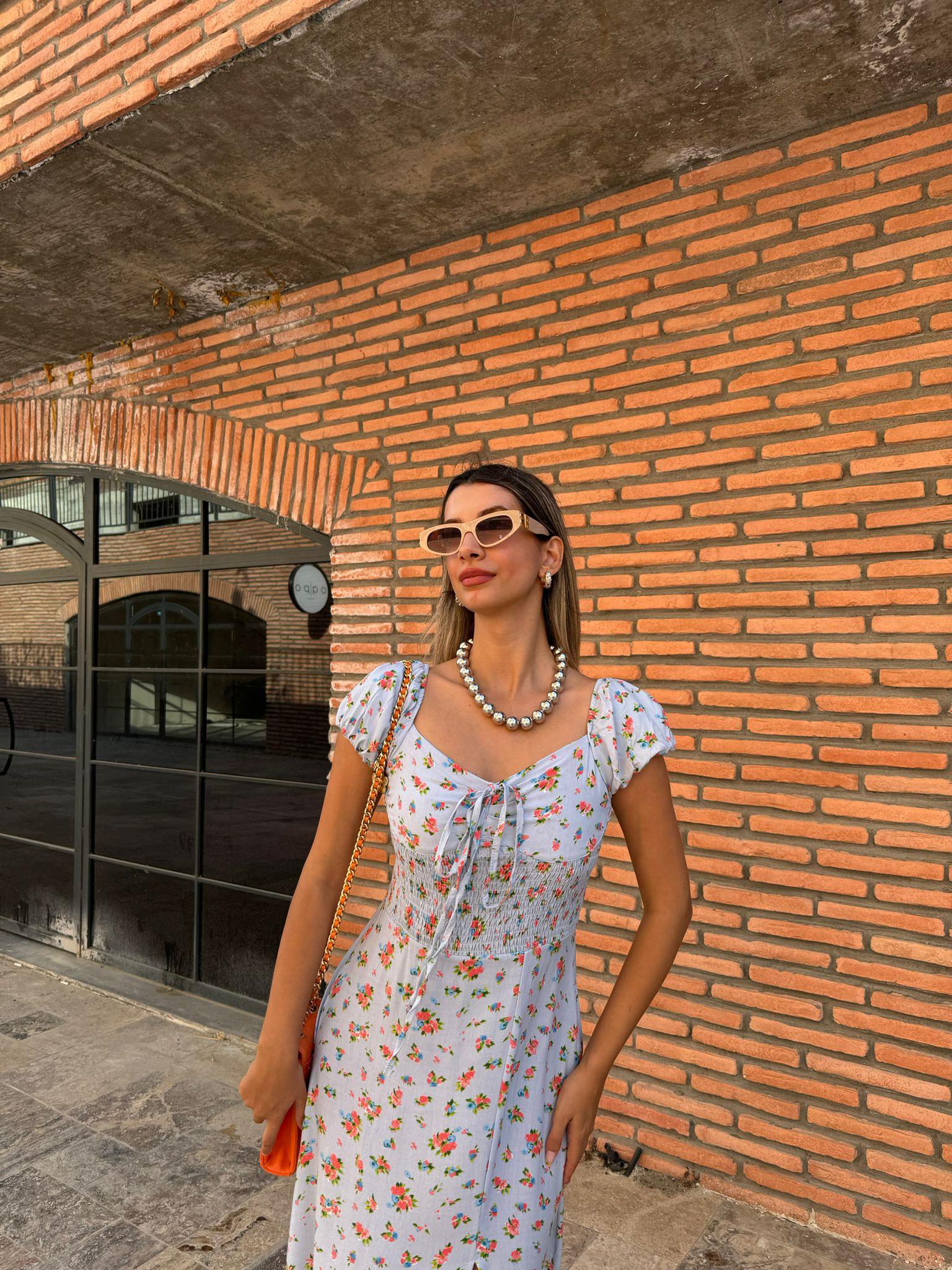 Pera Çıtır Desen Soft Açık Mavi Viskon Elbise 070621150