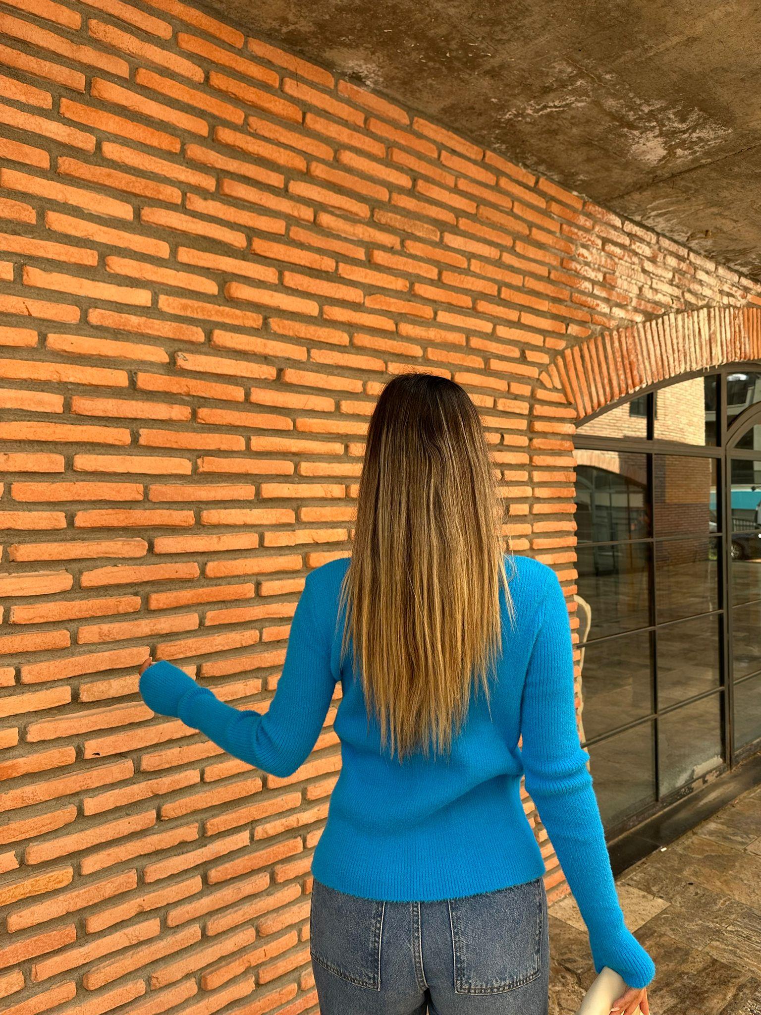 Petra Gold Düğmeli Mavi Hırka hrk1008bndt