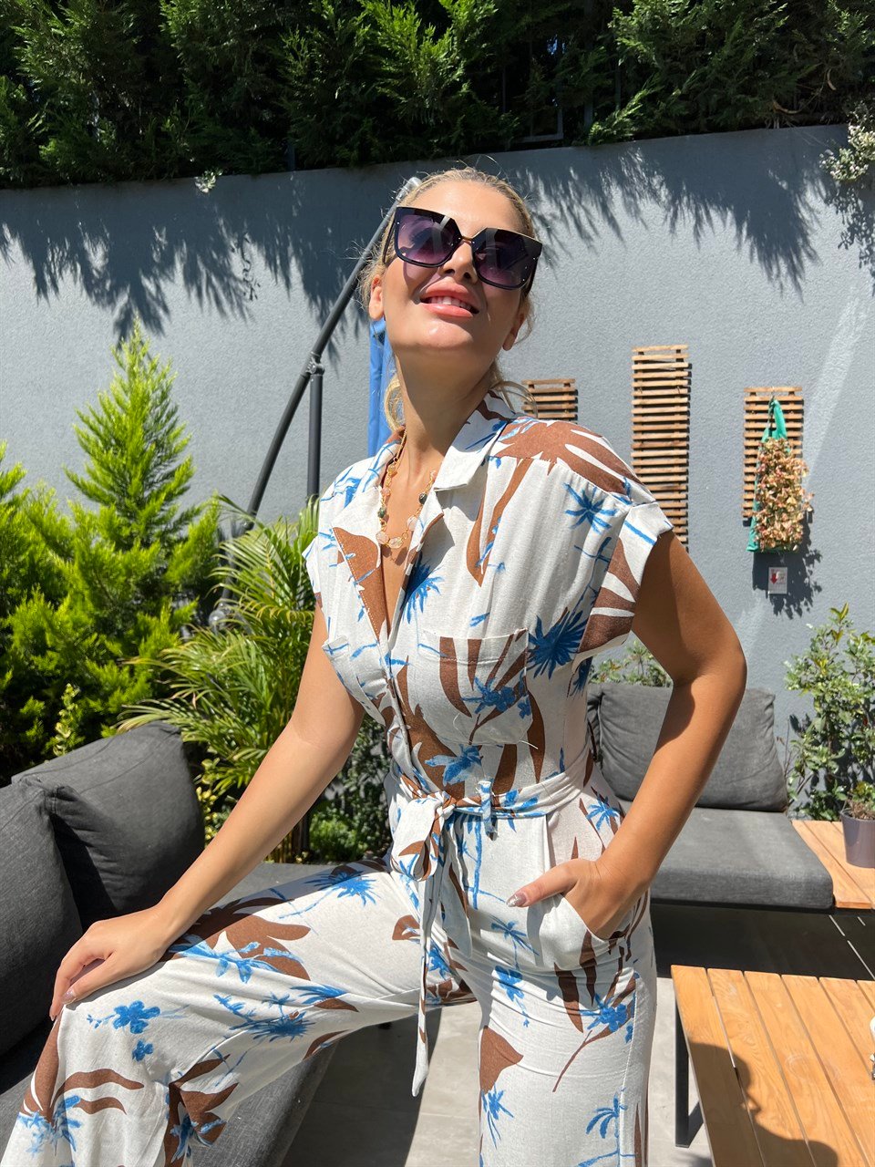 Poipu Keten Desenli Tulum