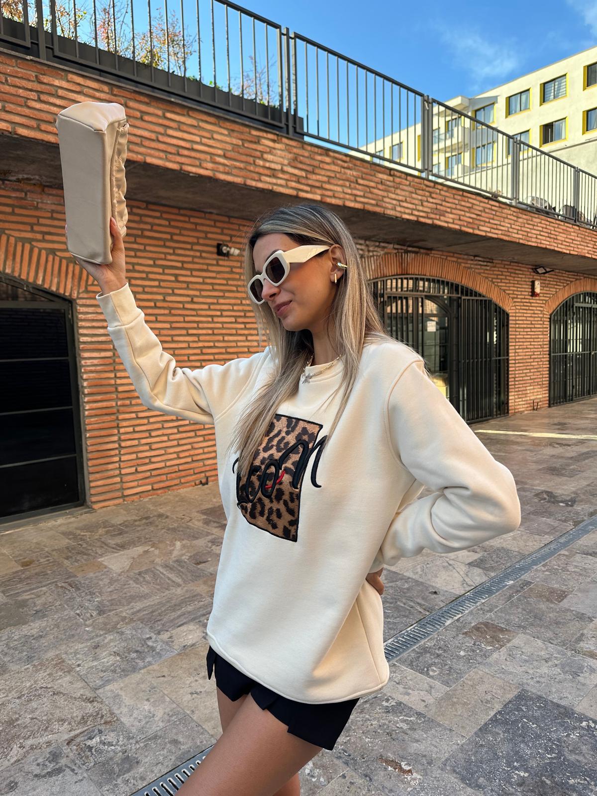 Premium İcon Leopar Sweat Krem swt2045sist