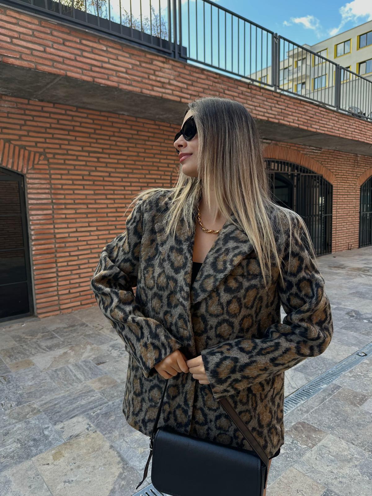 Premium Kaşe Leopar Blazer Ceket bckt2004mcx