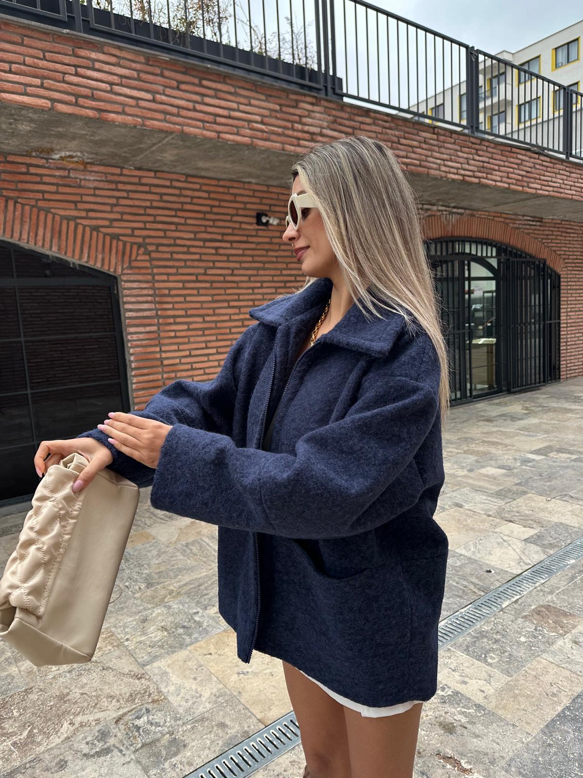 Premium Melanj Keçe Kaban Lacivert kbn2032sist