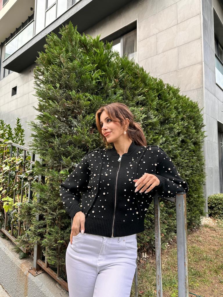 Premium Seri incili Hırka Siyah 1707525