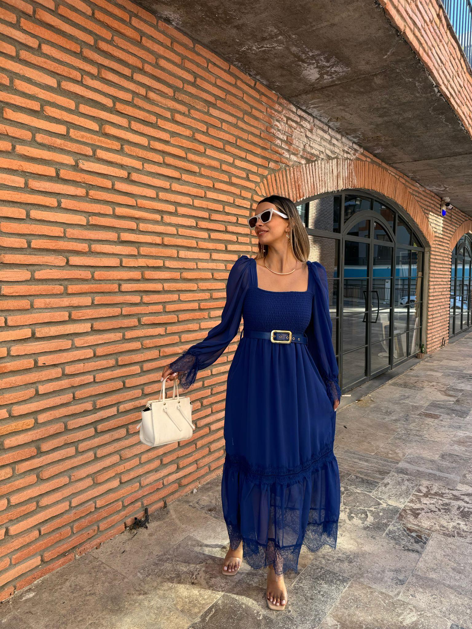 Rapunzel Dantel Detay Kemerli Şifon Elbise Seks 1707343