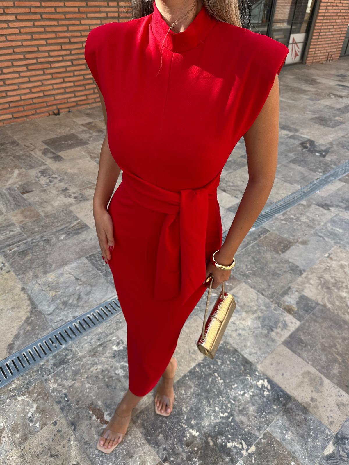 Renata Bağlamalı Kırmızı Crep Elbise 070621227