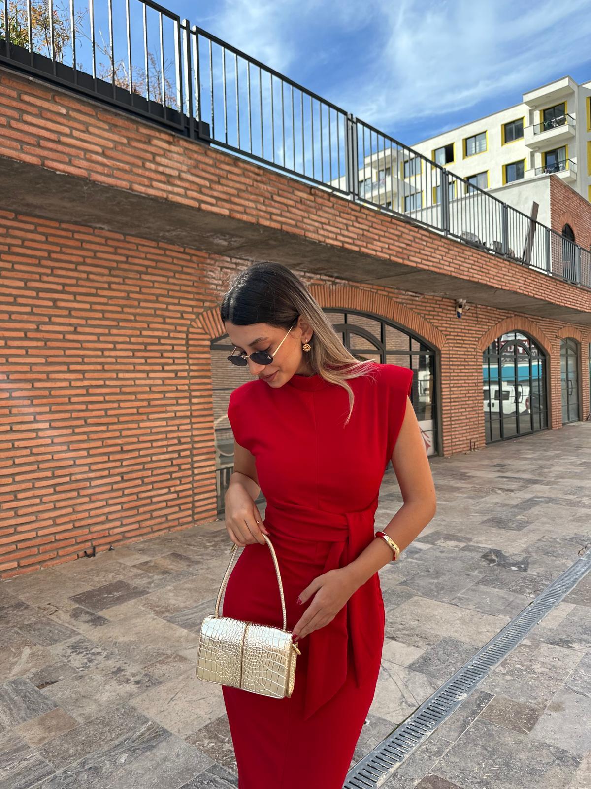 Renata Bağlamalı Kırmızı Crep Elbise 070621227