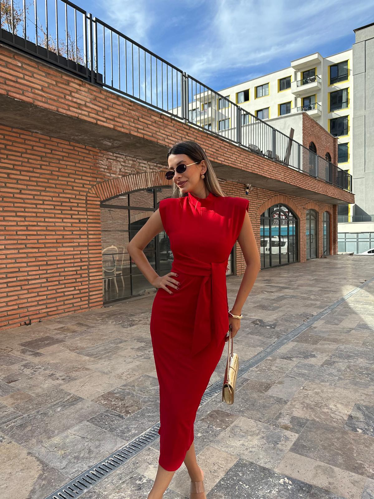 Renata Bağlamalı Kırmızı Crep Elbise 070621227