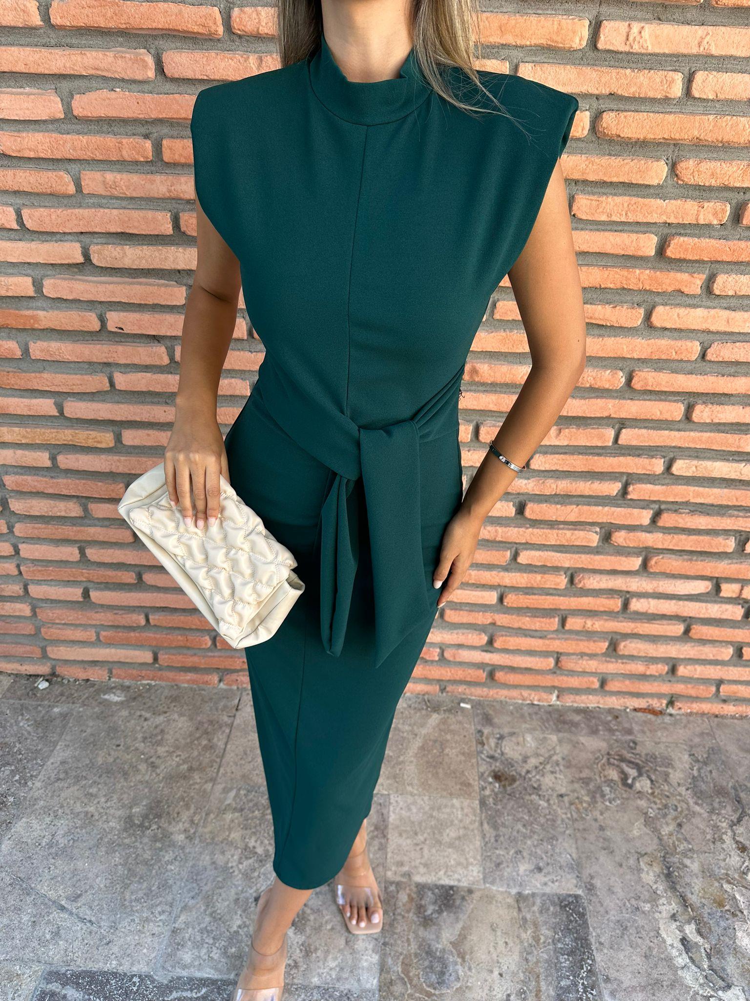 Renata Bağlamalı Yeşil Crep Elbise 070621227