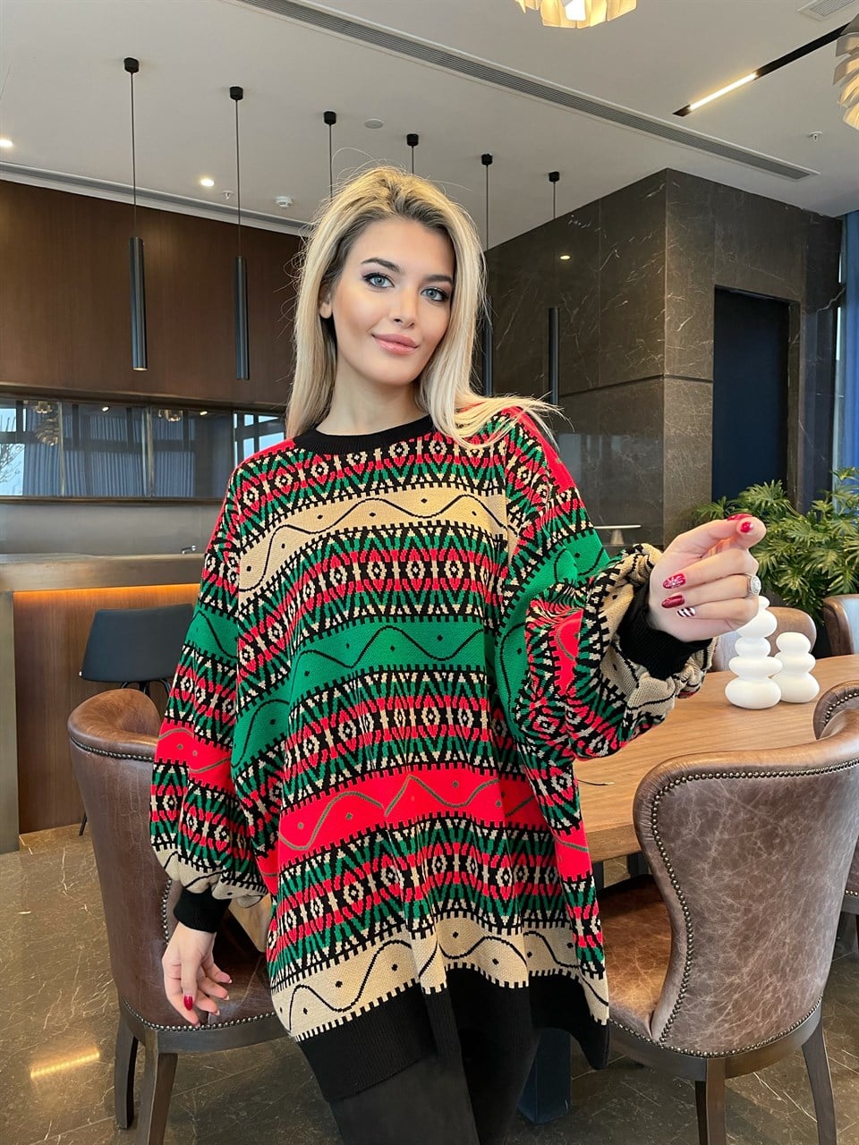 Revel Renkli Oversize Kazak