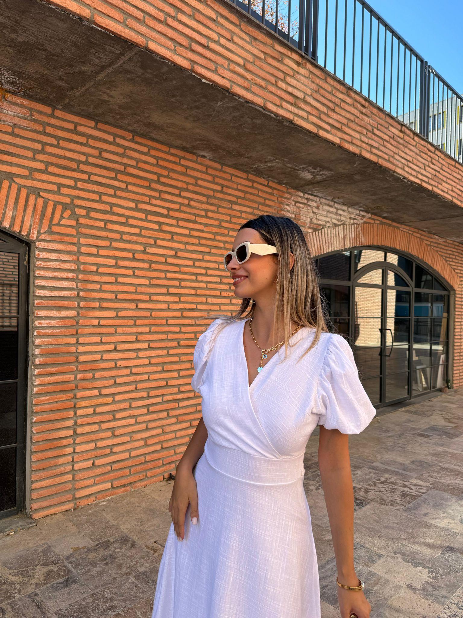 Riana Keten Elbise Beyaz 070621175