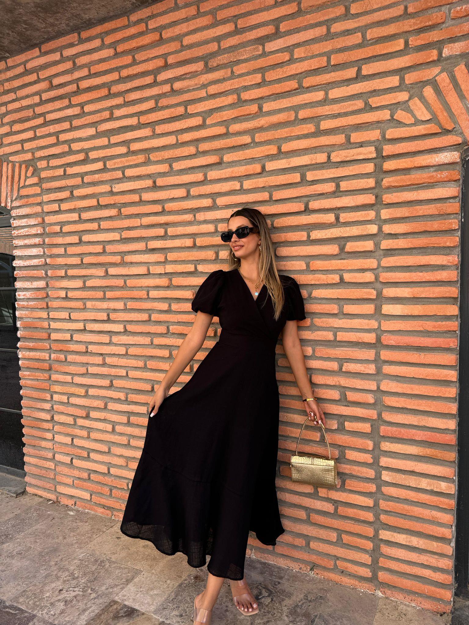 Riana Keten Elbise Siyah 070621175