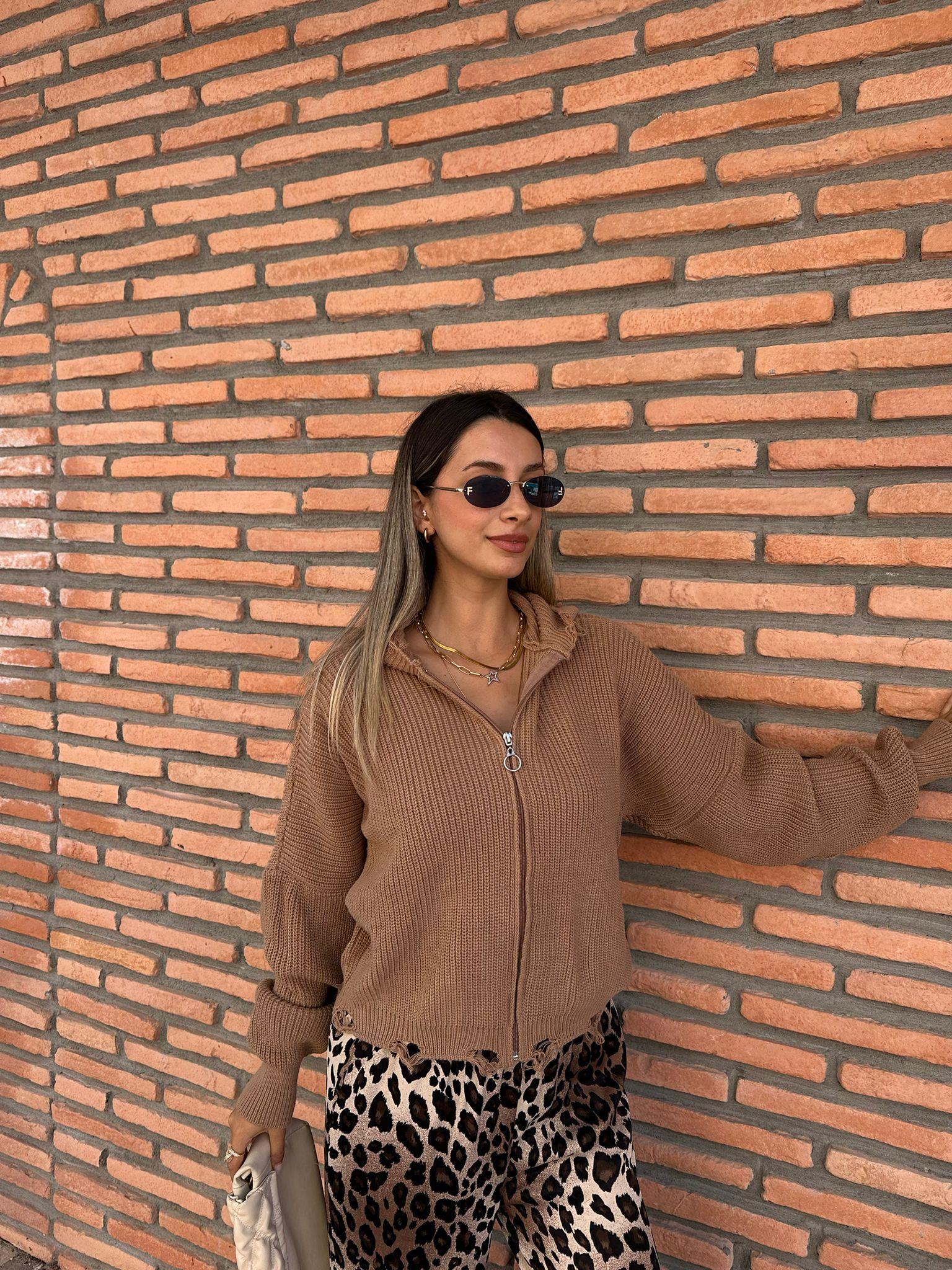 Rivenna Kapüşonlu Camel Hırka hrk1025myfsh
