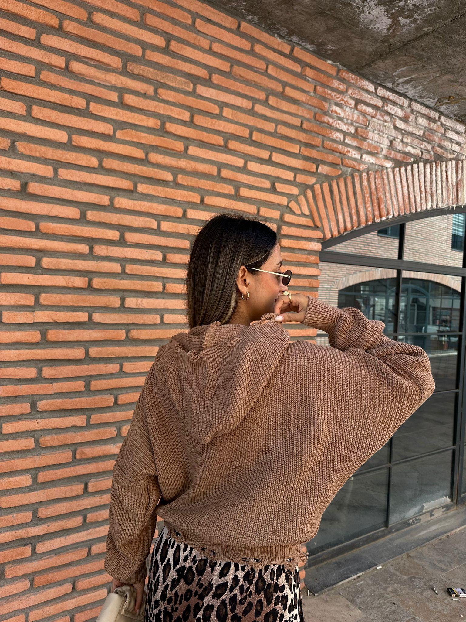 Rivenna Kapüşonlu Camel Hırka hrk1025myfsh