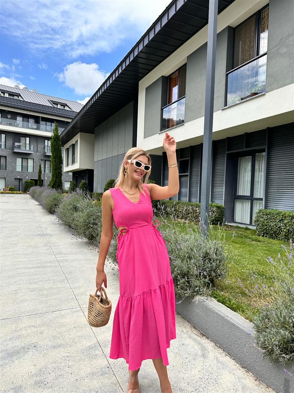 Ruby Bel Pencereli Elbise Pembe  0707299