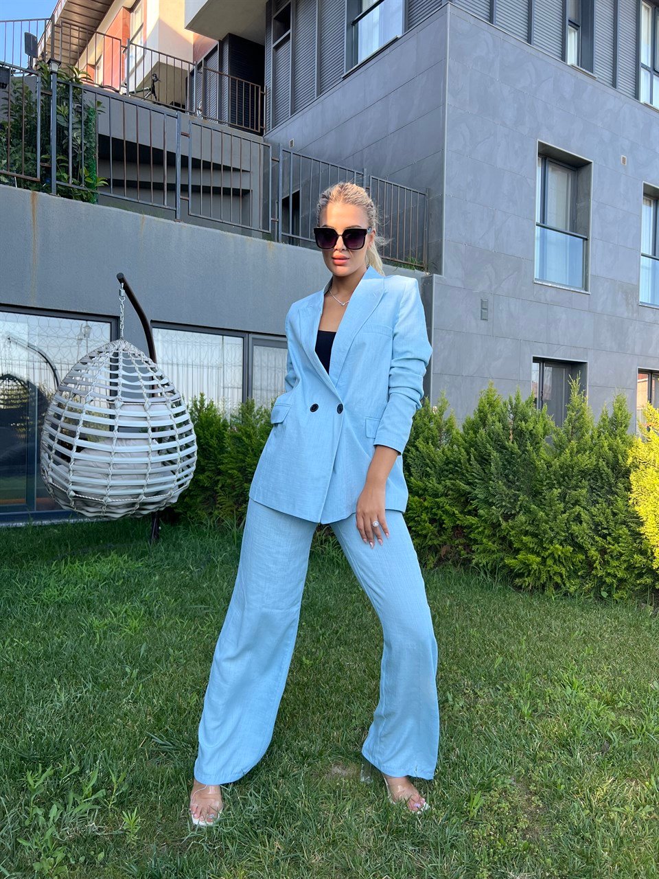 Sadie Mavi Palazzo Takım Elbise