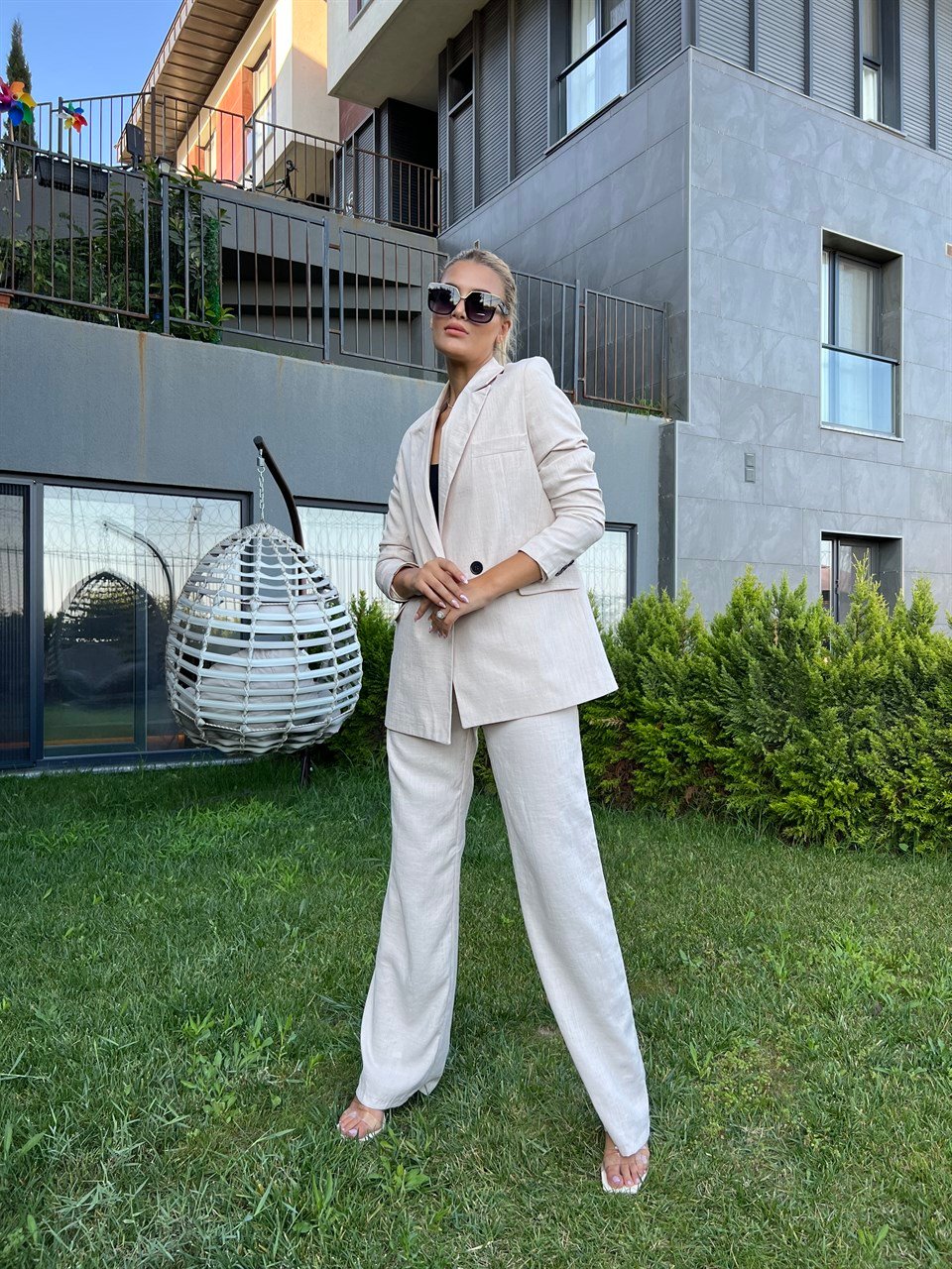 Sadie Taş Palazzo Takım Elbise
