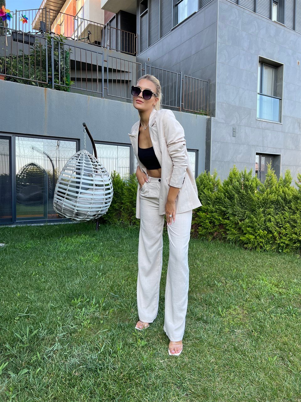 Sadie Taş Palazzo Takım Elbise