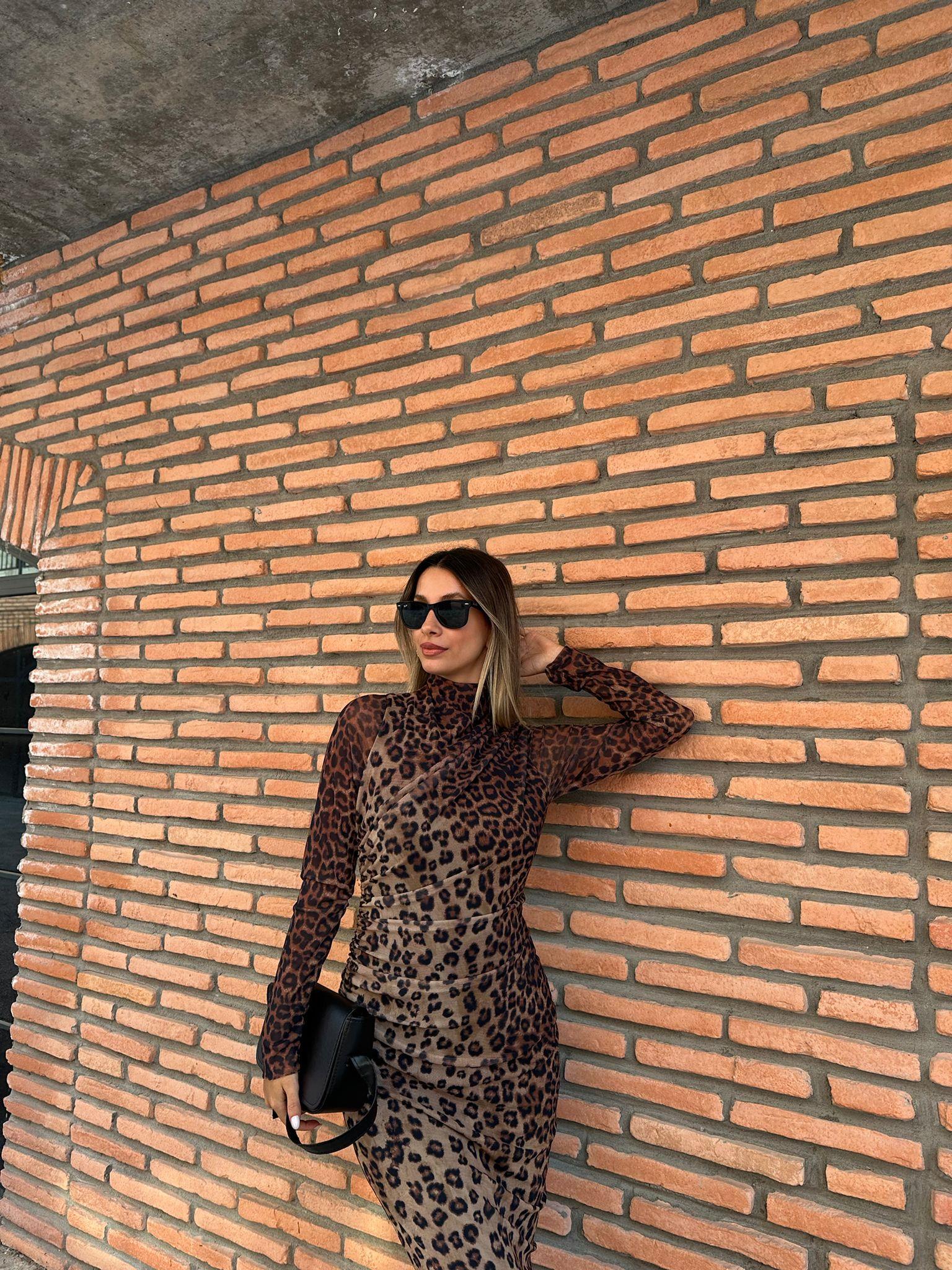 Selisa Leopar Desen Tül Elbise  070621196