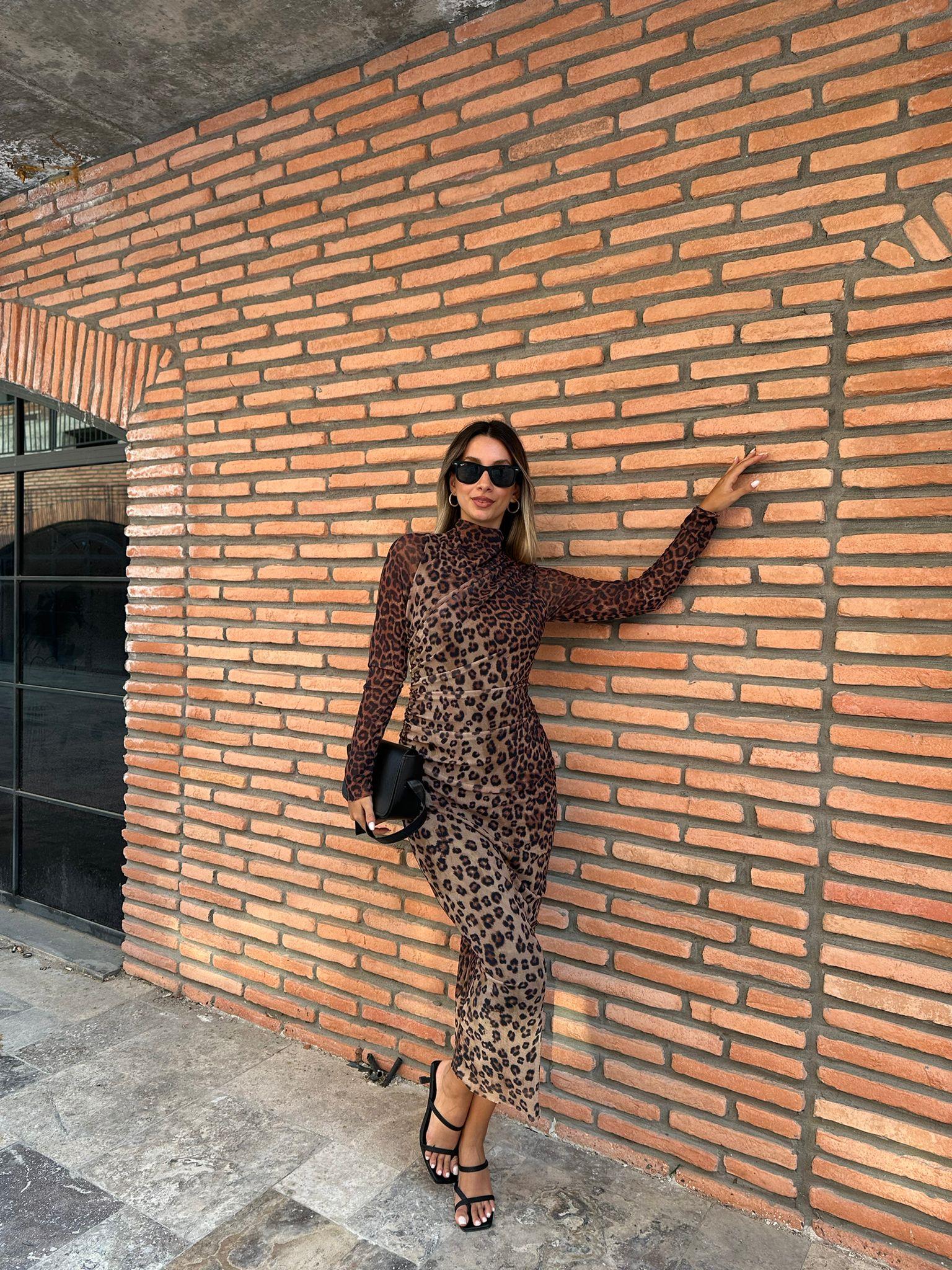 Selisa Leopar Desen Tül Elbise  070621196