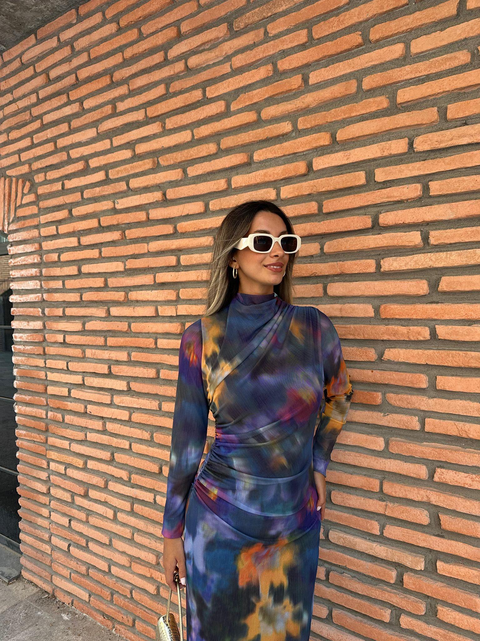Selisa Tuval Desen Tül Elbise  070621196