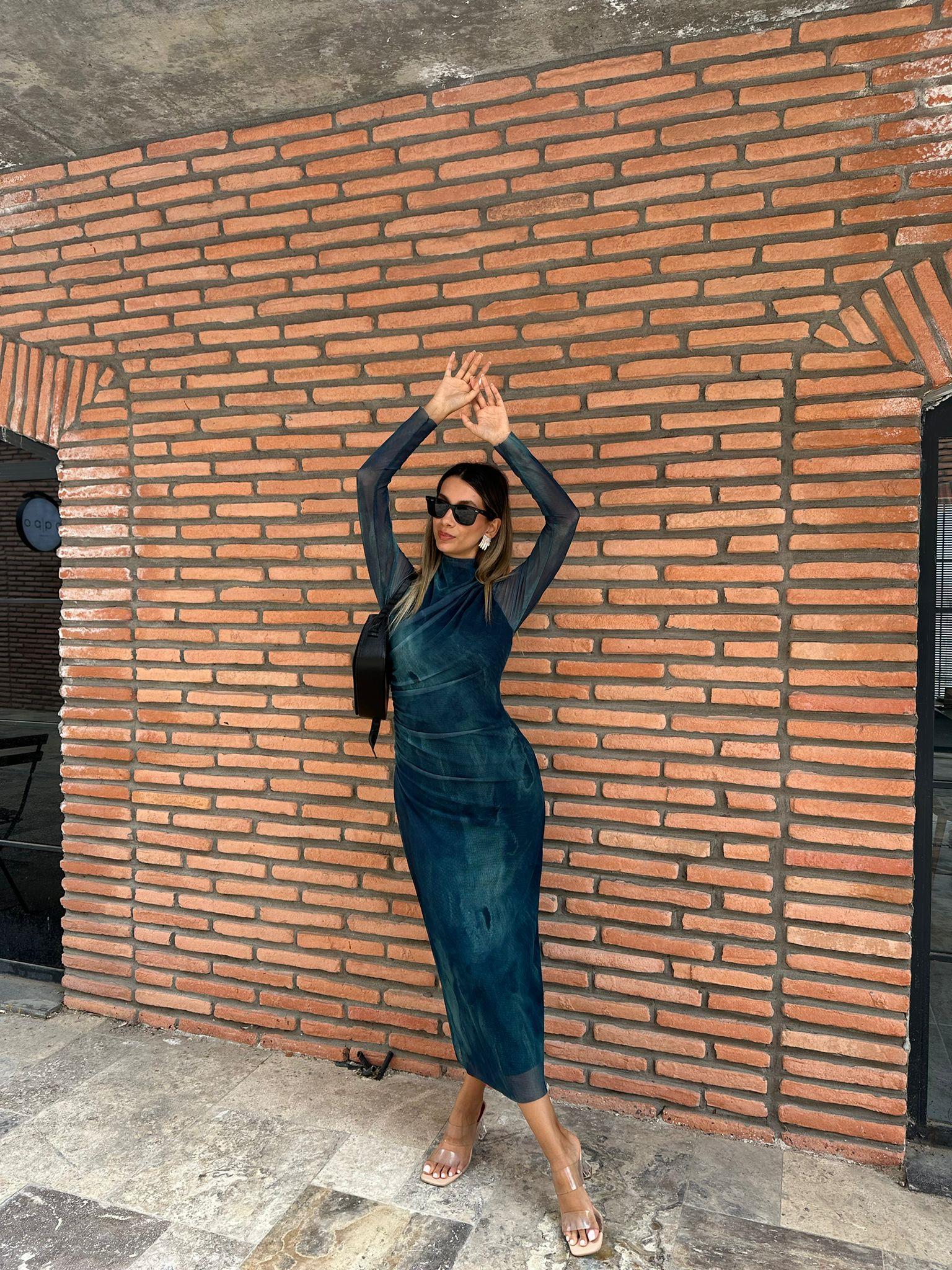 Selisa Yeşil Efektli Tül Elbise  070621196