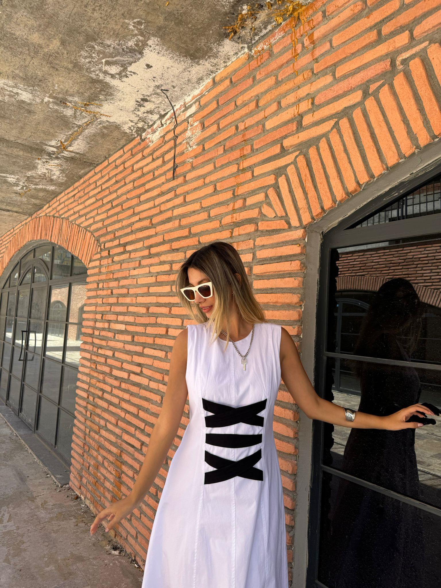 Serenays Bantlı Beyaz Poplin Elbise 07062195