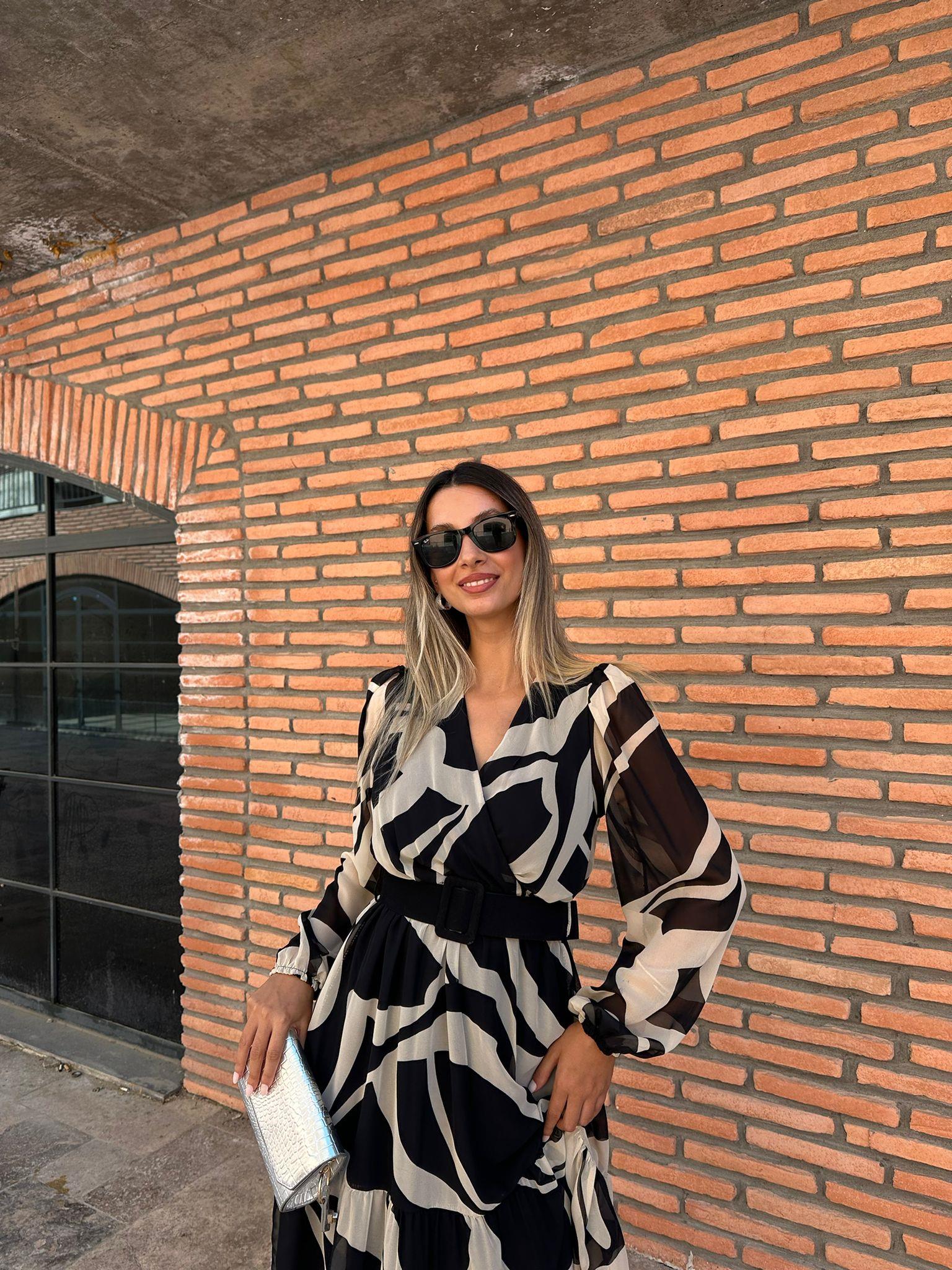 Sesilya Kemerli Şifon Elbise Siyah 2403135