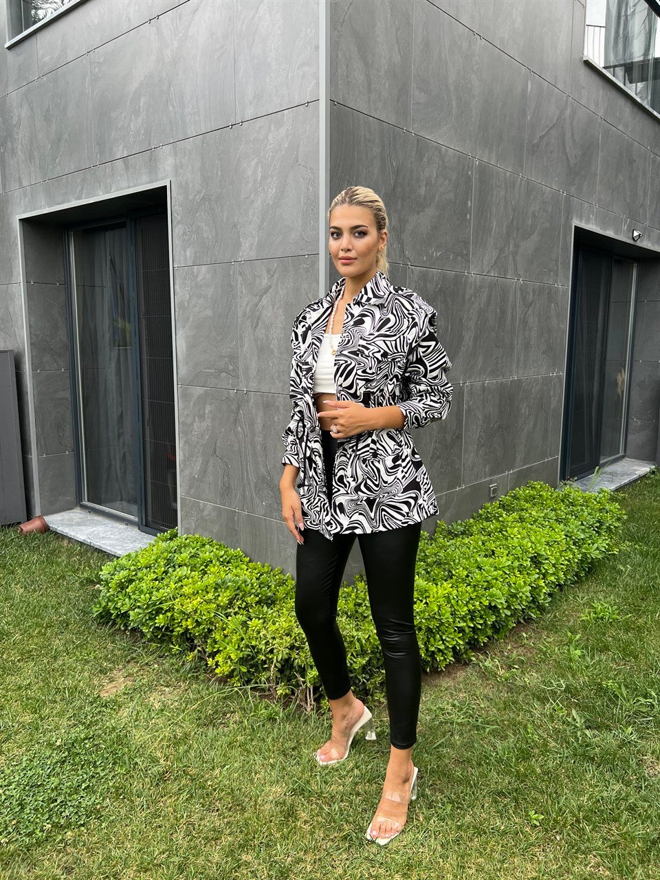 Shine Zebra Desen Ceket