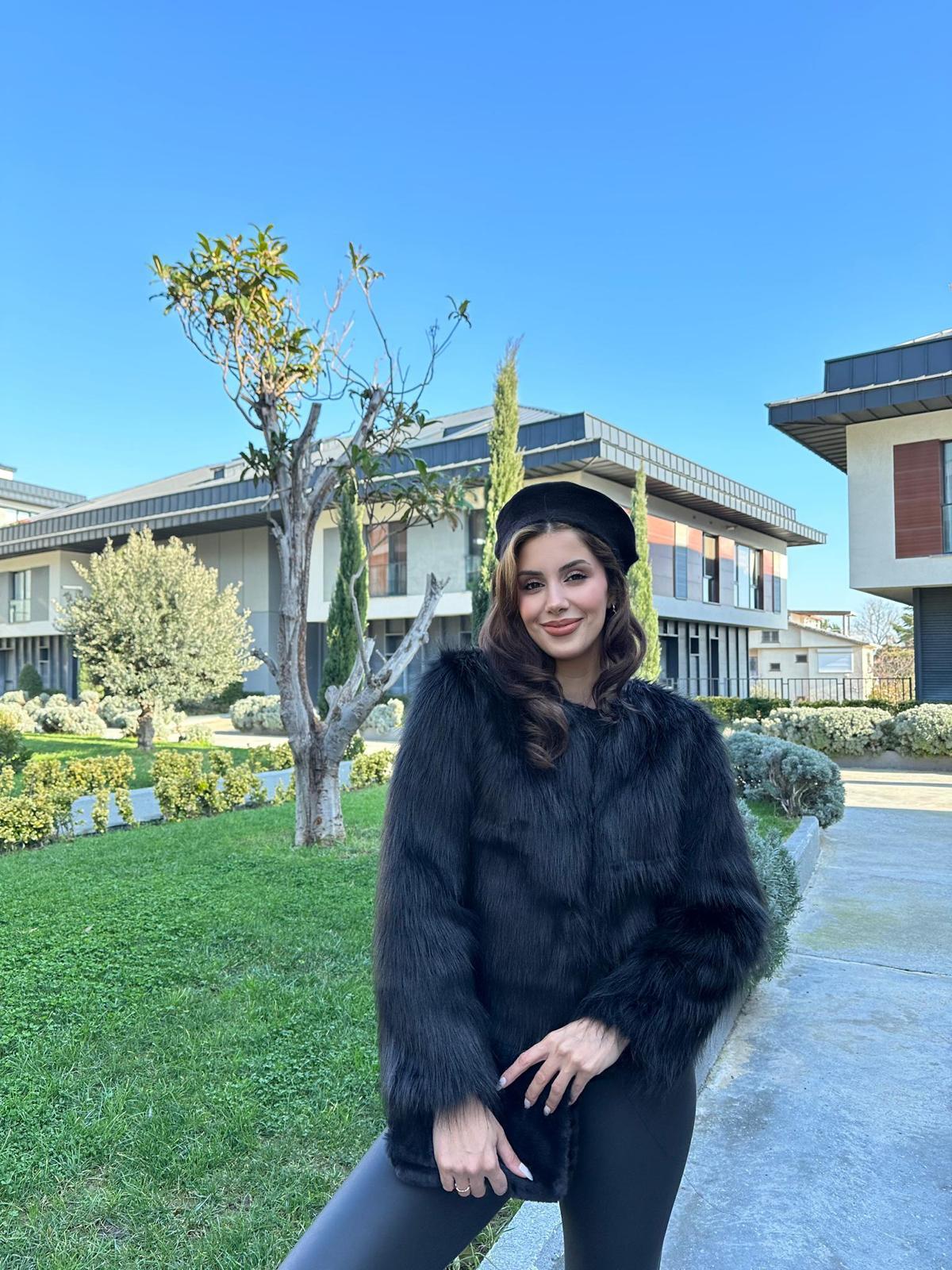 Sıfır Yaka Premium Kürk Siyah 1707552