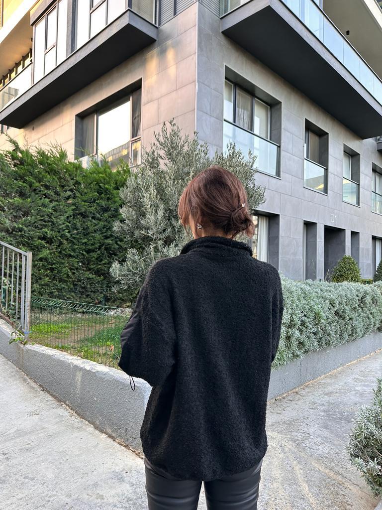 Siyah Kanguru Cep Kuzu Sweat 1707476