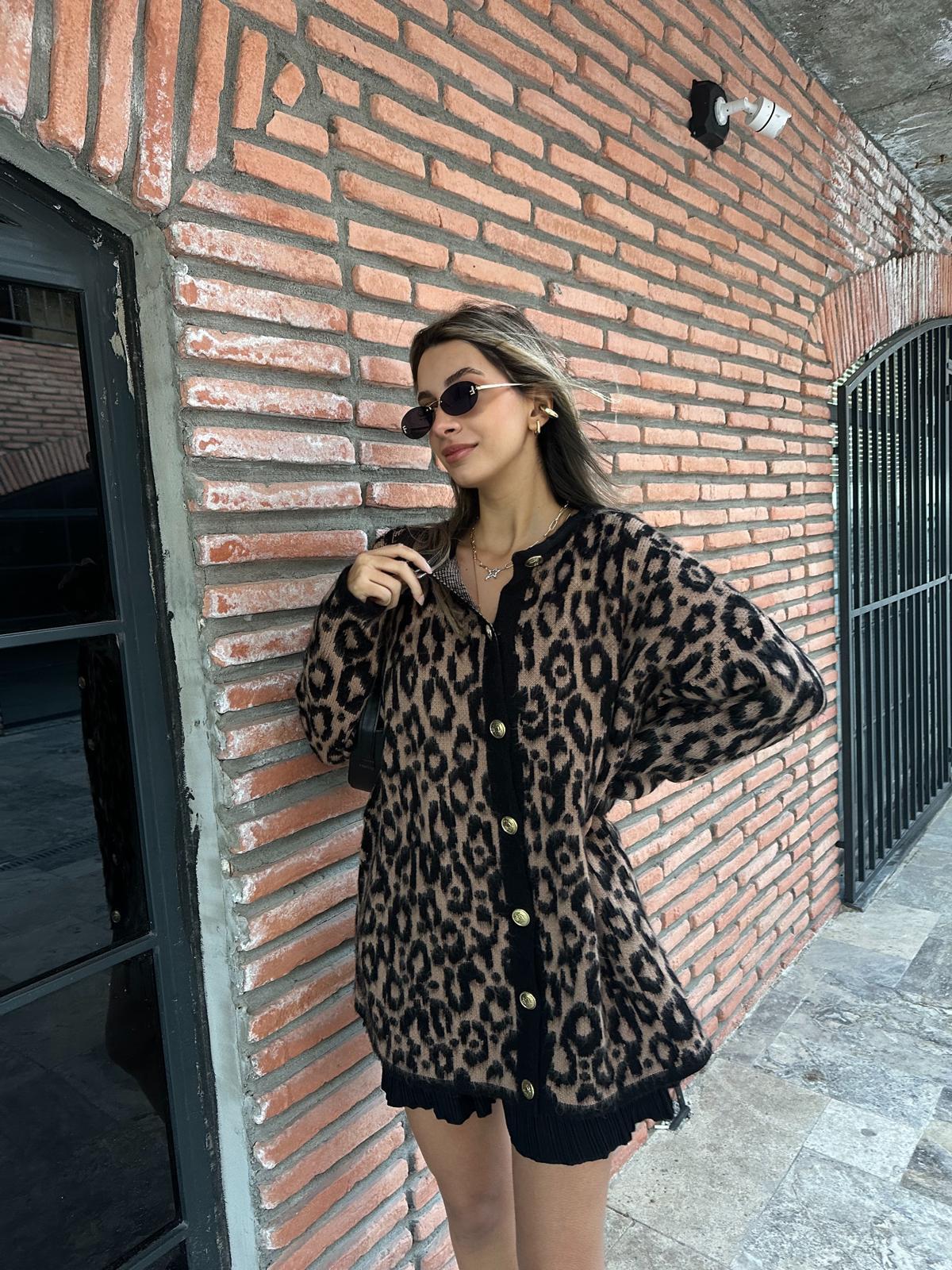 Siyah Şeritli Uzun Leopar Hırka hrk2044rvd