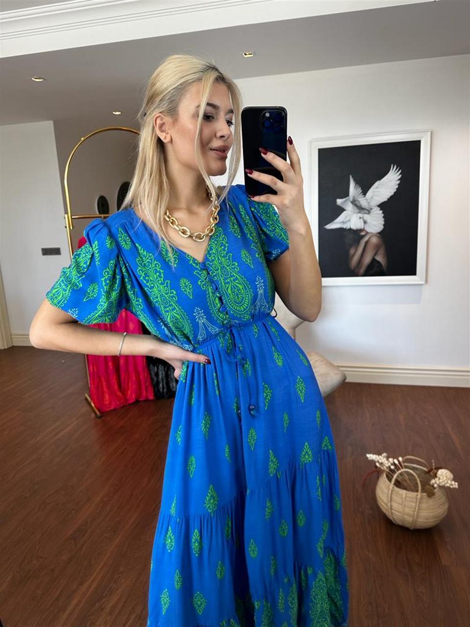 Sofia Şal Desen Poplin Desen Mavi 1304131