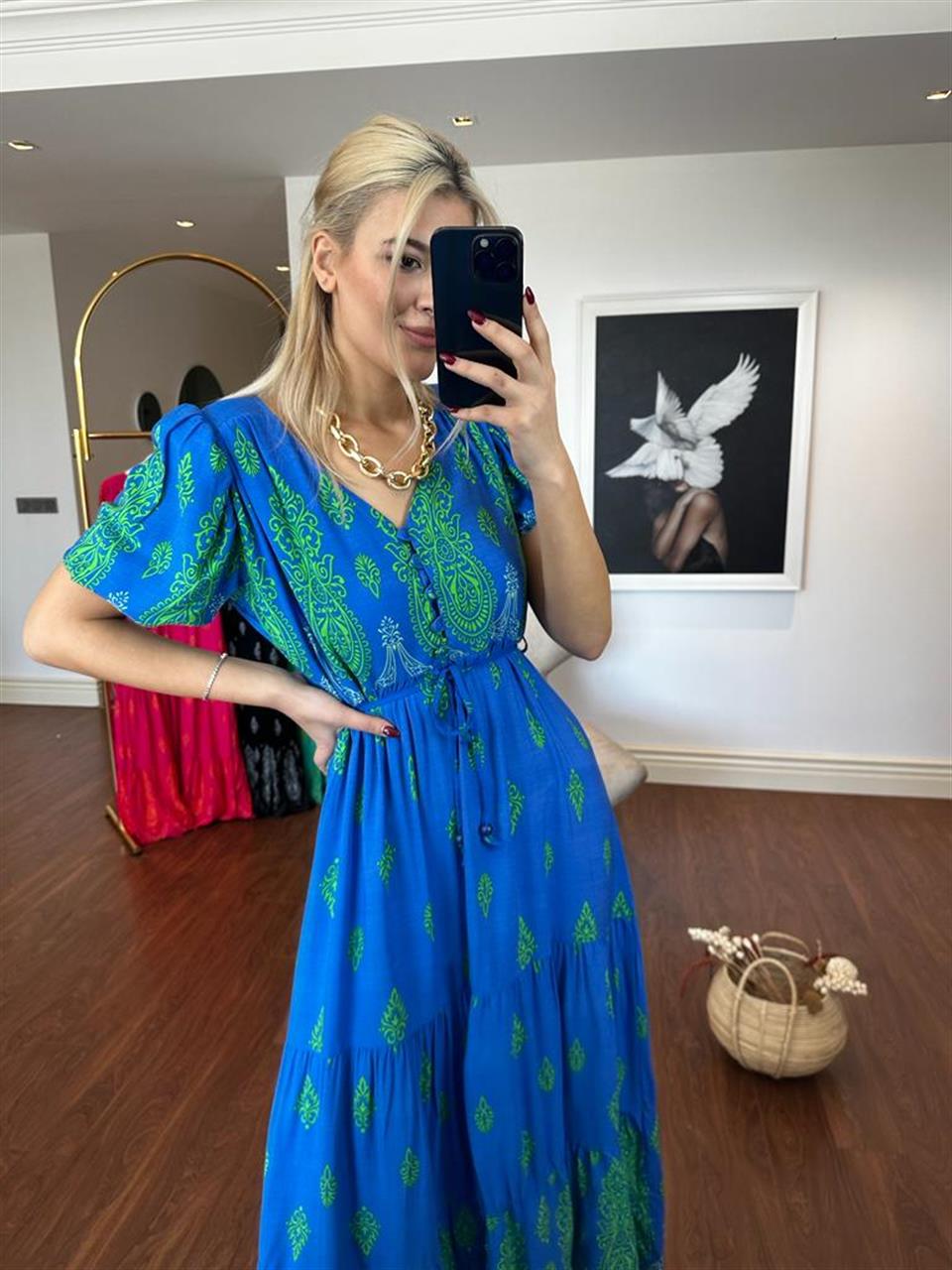 Sofia Şal Desen Poplin Desen Mavi 1304131