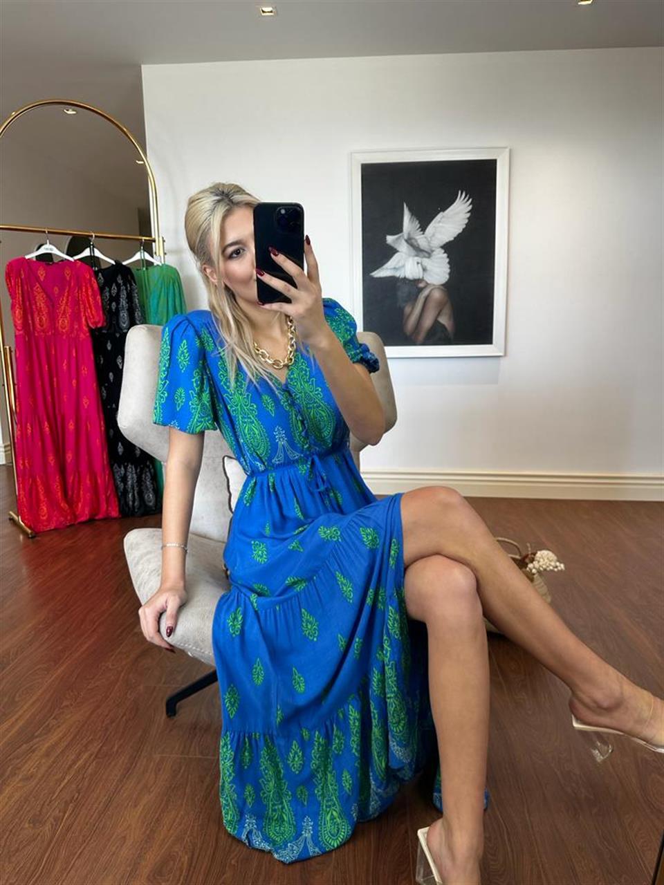 Sofia Şal Desen Poplin Desen Mavi 1304131